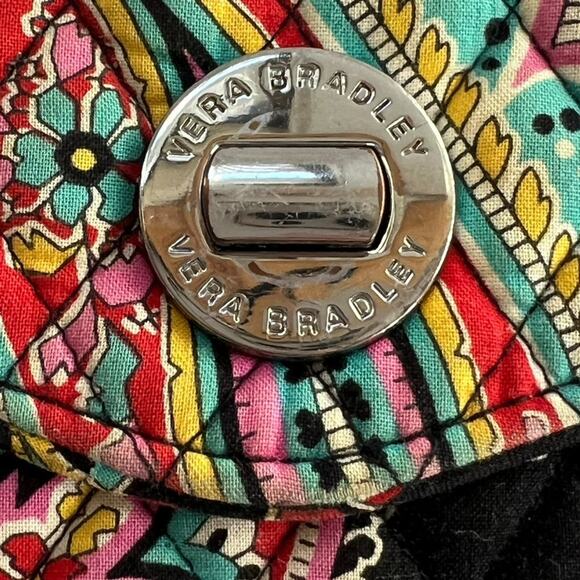 Vera Bradley Wallet Wristlet 6.5" Twist lock Multicolor Quilted Geometric Floral - Picture 10 of 11